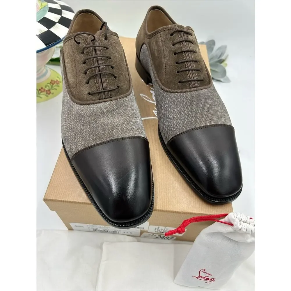 Men's Christian Louboutin Gregory velvet Twill and Leather Oxford's size 43.5